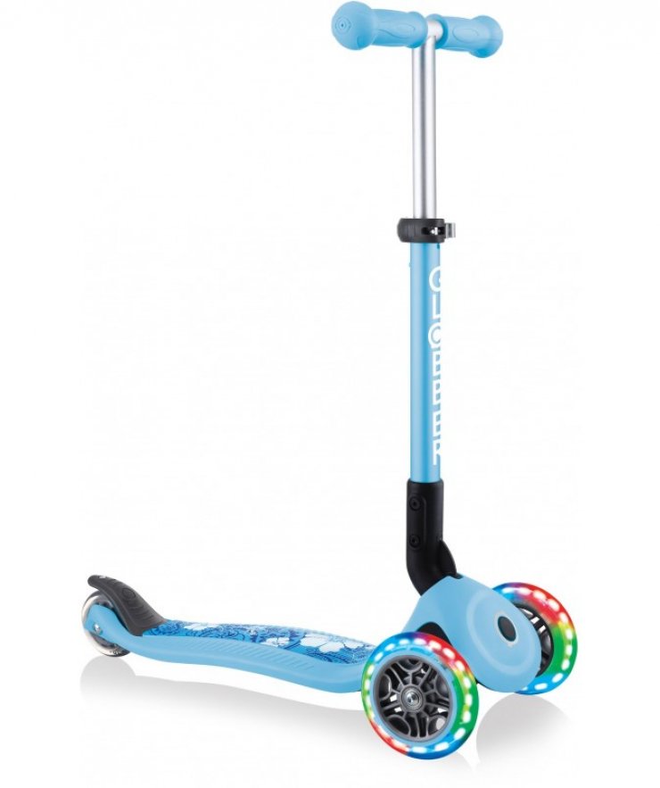 Globber - Παιδικό Πατίνι Αναδιπλούμενο Junior Foldable Fantasy Lights Flowers Pastel Blue