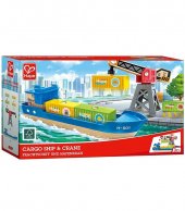 Ξύλινο Παιχνίδι Railway Cargo Πλοίο & Γερανός E3792A Hape 1