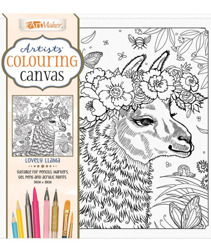 Artists Colouring Canvas: Lovely Llama