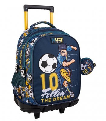 Σχολική Τσάντα Τρόλεϊ Δημοτικού Must Team Follow The Dream 3 Θήκες 1
